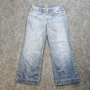 7 For All Mankind Dojo Jeans Womens 28 Blue Crop Made‎ USA Distressed Denim